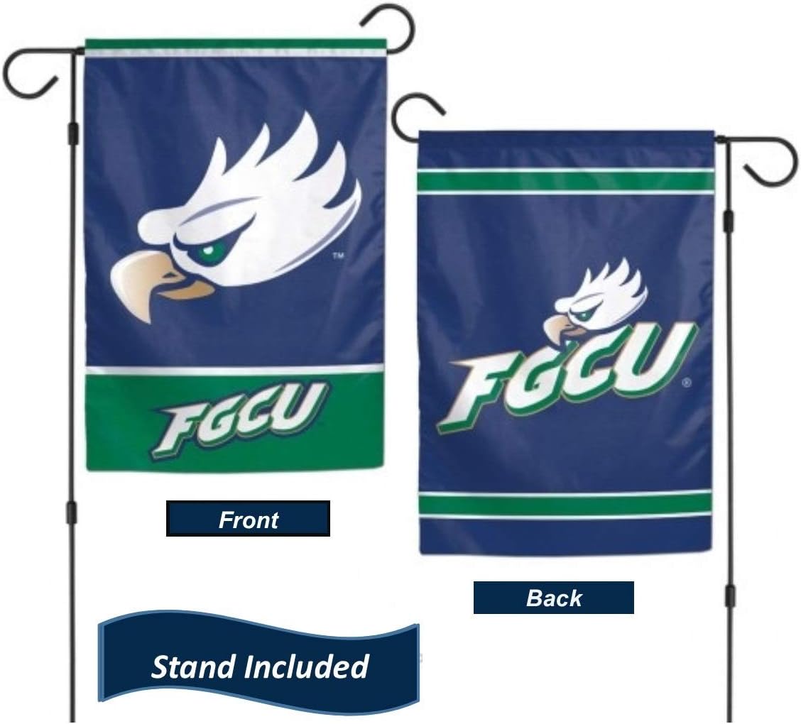 Florida Gulf Coast Eagles Garden Flag Set With Stand, 12.5 x 18 inch College Flag With Three Piece Steel Yard Flag Stand, Licensed by Wincraft