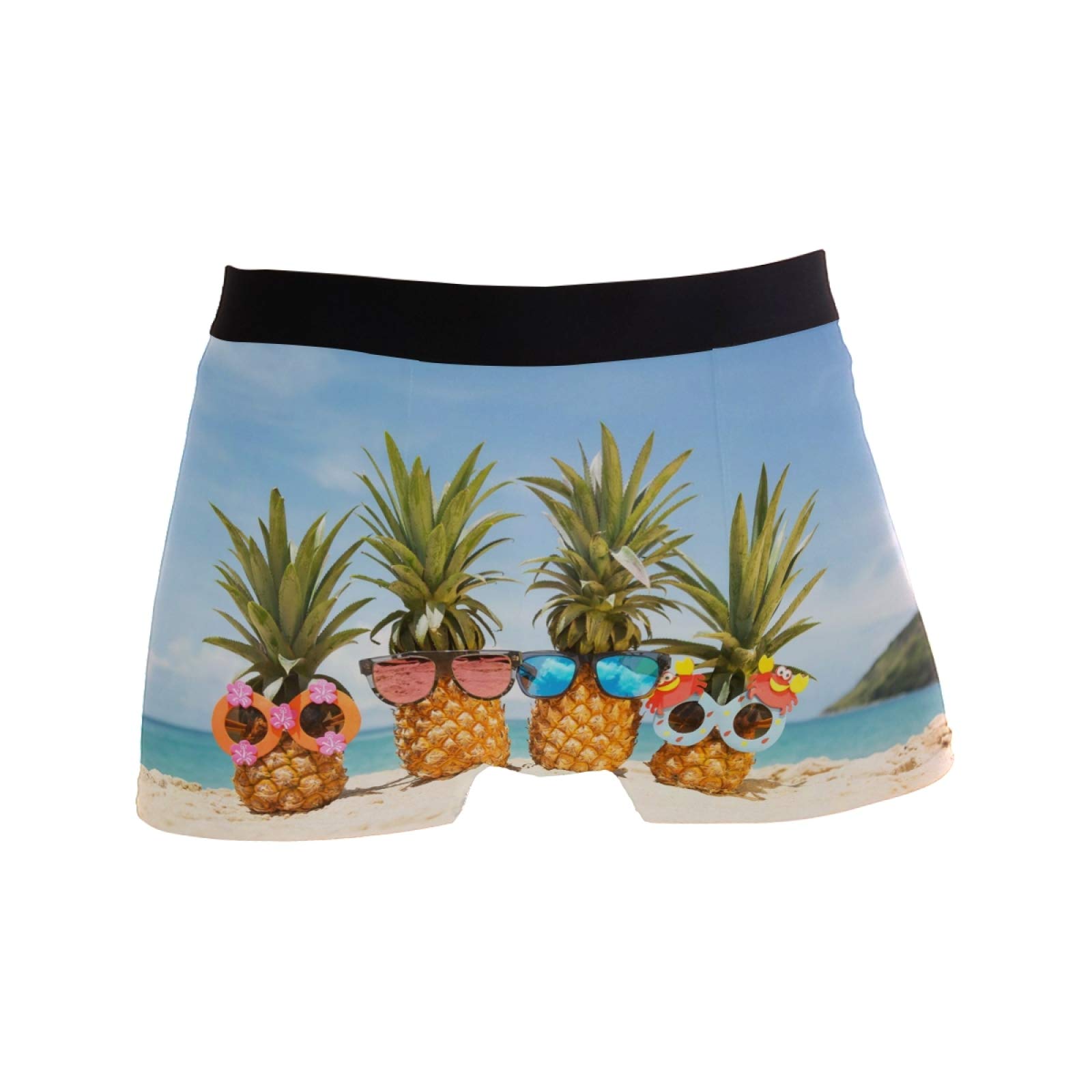 Linomo Men's Boxer Briefs Summer Beach Pineapple Family Boxers Shorts Underwear Underpants