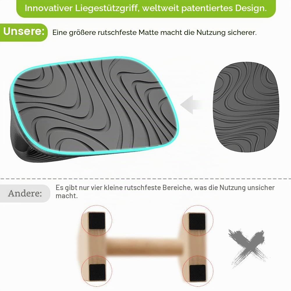 Kipika Liegestützgriffe, Push-up handles, Push-up bars aus Weichem Kunststoff, Anti-Rutsch-Polster an der Unterseite, Krafttrainingsgeräte für Muskeltraining,Set of 2