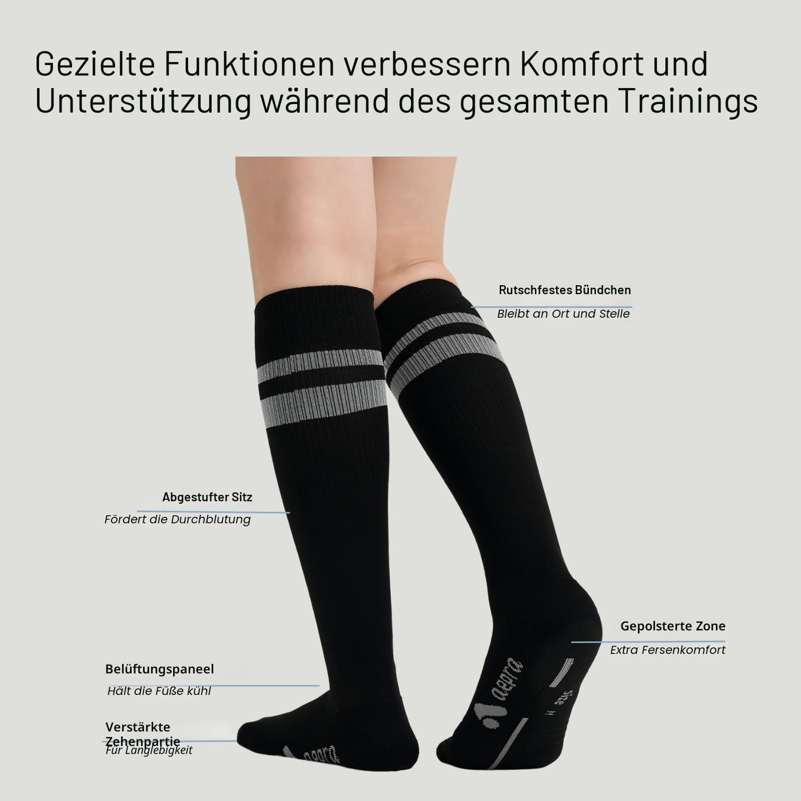Kompressionsstrümpfe Damen & Herren – Für Sport, Laufen, Wandern, Alltag – Stützend & Atmungsaktiv, 15-20 mmHg