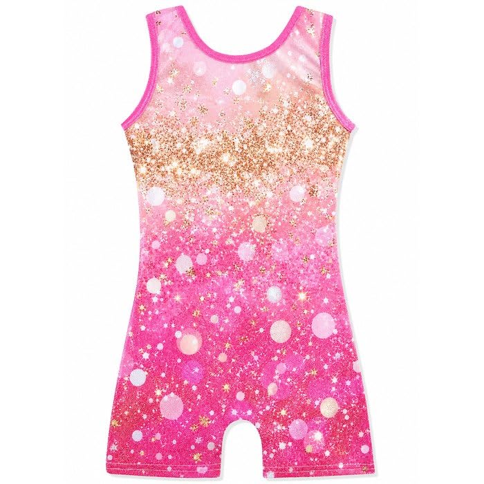 HOZIY Gymnastics Leotards for Girls with Shorts Toddlers Biketards Rainbow Unicorn Dinosaur Mermaid Leopard Flower Galaxy