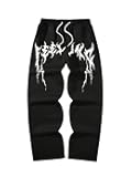 Men's Graphic Drawstring Waist Wide Leg Baggy Sweatpants Streetwear Goth Jogger Pants