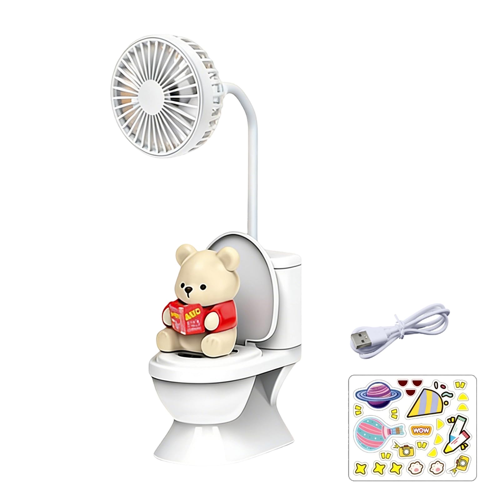 Hsyzygian Toilet Shaped USB Desk Fan with Quiet Operate USB Rechargeable Cooling Fan for Offices and Home Use Low Noise Bedroom