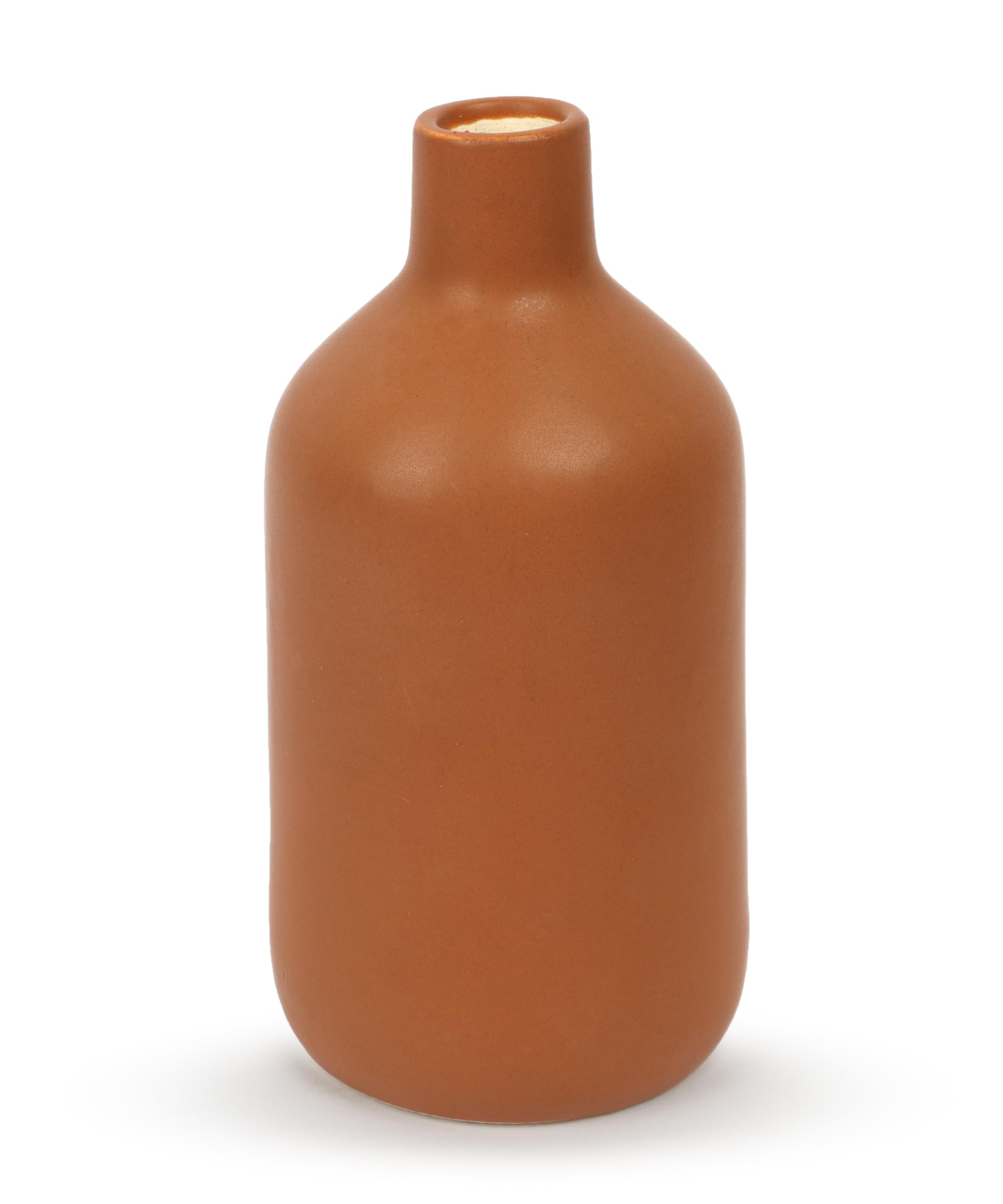 SPHINX Ceramic Stoneware Decorative Vase, Bottle Shape Ceramic Vase, Flower Vase, Pampas Grass Vase, Vase for Money Plant Live Plants, Vase Home Decor Centrepiece, Office or Gifts - 15cm - Brown