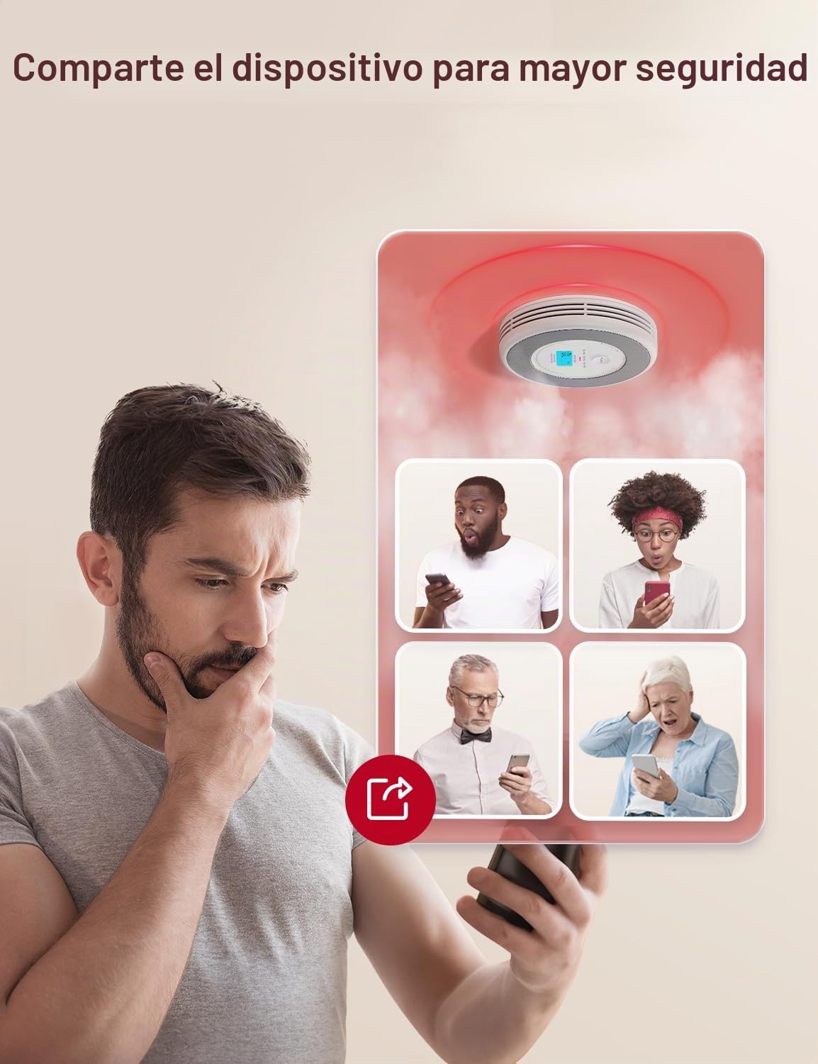 X-Sense Alarma combinada de humo y monóxido de carbono Wi-Fi para el hogar con alertas de voz en inglés, alarma de voz inalámbrica interconectada requiere estación base SBS50, XP0A-MR, paquete de 1