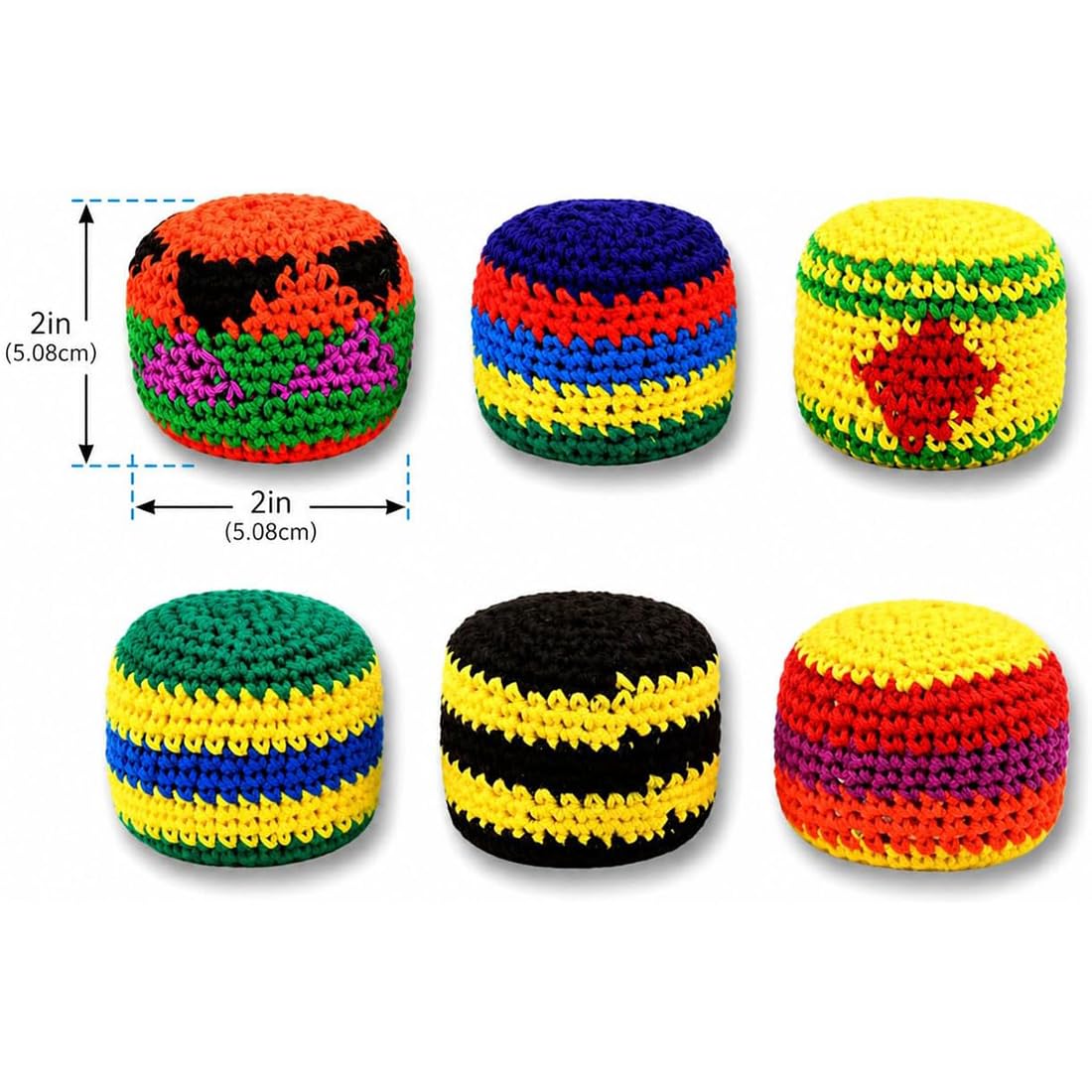 6/12/24PCS Knitted Hacky Sack Set, Hacky Sack Knitted Footbags, Crochet Kick Bags for Adults & Ks, Colorful Juggling Footbag for Outdoor Party Game, Handwoven Toss Pack — view 7