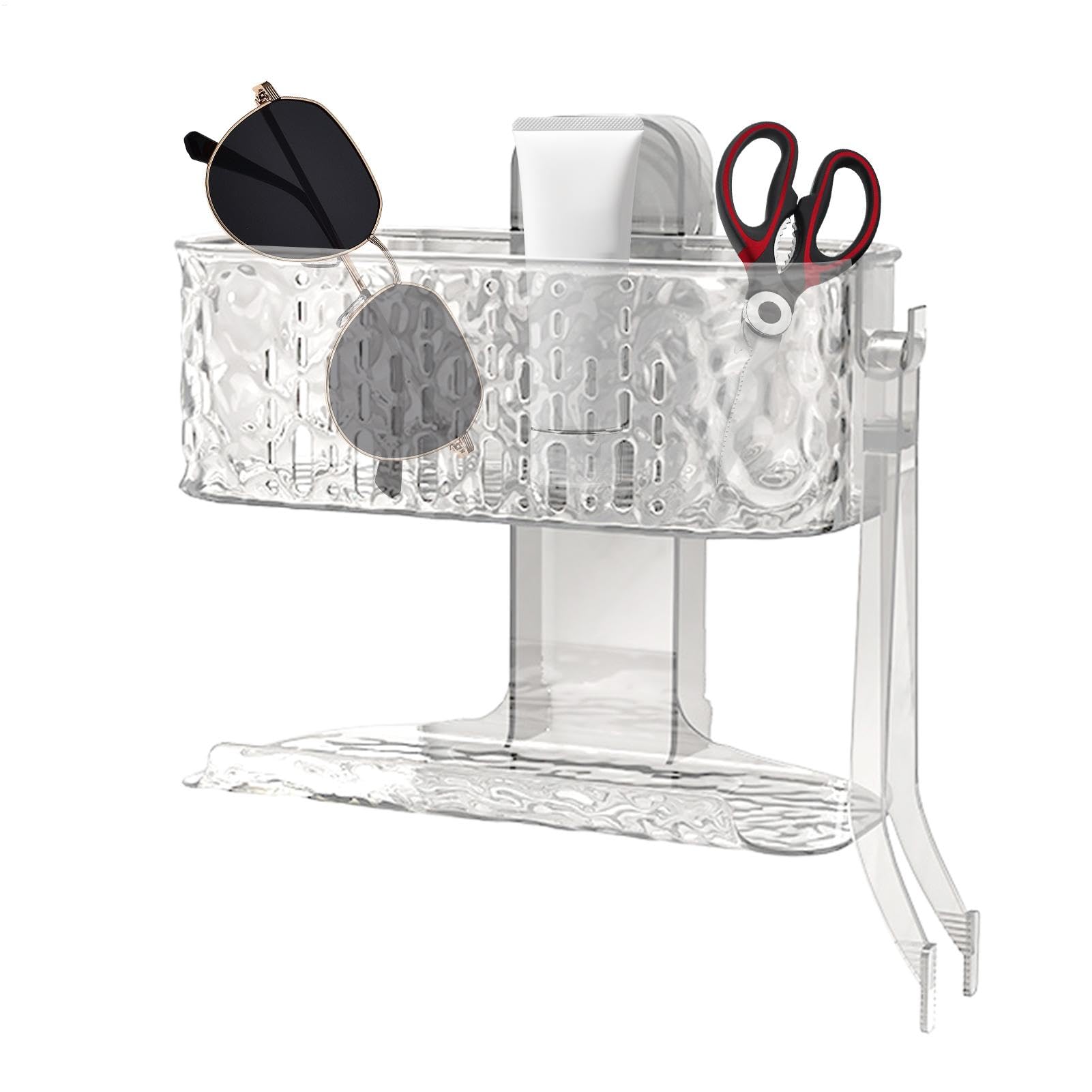 Étagère murale pour salle de bain double niveau pour ranger sans percer vos murs