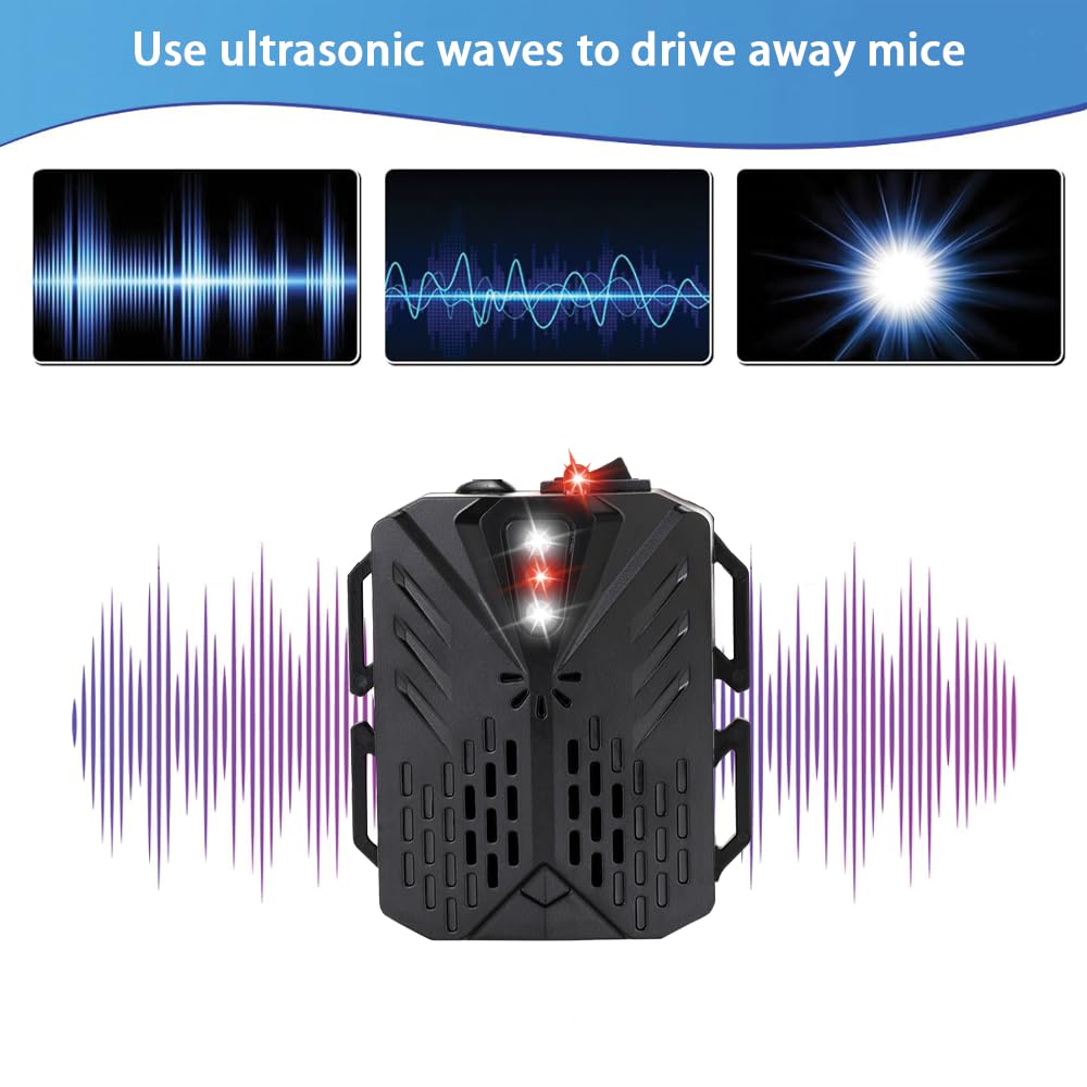 XIAXIA 2X Repellente ad Ultrasuoni, 12v Repellente Topi per Auto, Ultrasuoni per Topi da Esterno, Repellente Topi Auto, Scaccia Topi Ultrasuoni