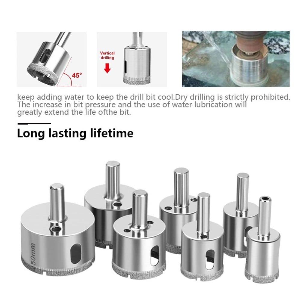 Punta da trapano rivestita 3-60 mm per piastrelle, marmo, vetro, ceramica, sega a tazza, punta per trapano, n. 2, set da 10 pezzi