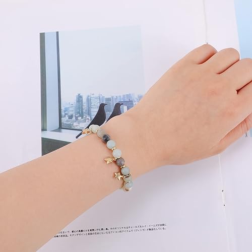 Miniatura 5 de 111 cuentas de piedra de amazonita natural para la fabricación de joyas, cuentas redondas auténticas de 7 pulgadas para aretes, pulseras, collares,