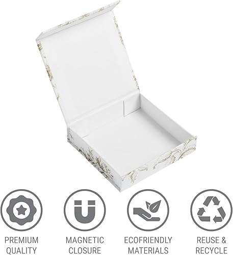 Miniatura 3 de Sorarto Caja de regalo de lujo con tapa magnética, paquete de 3 cajas de regalo decorativas florales doradas para regalos, regalos de boda y