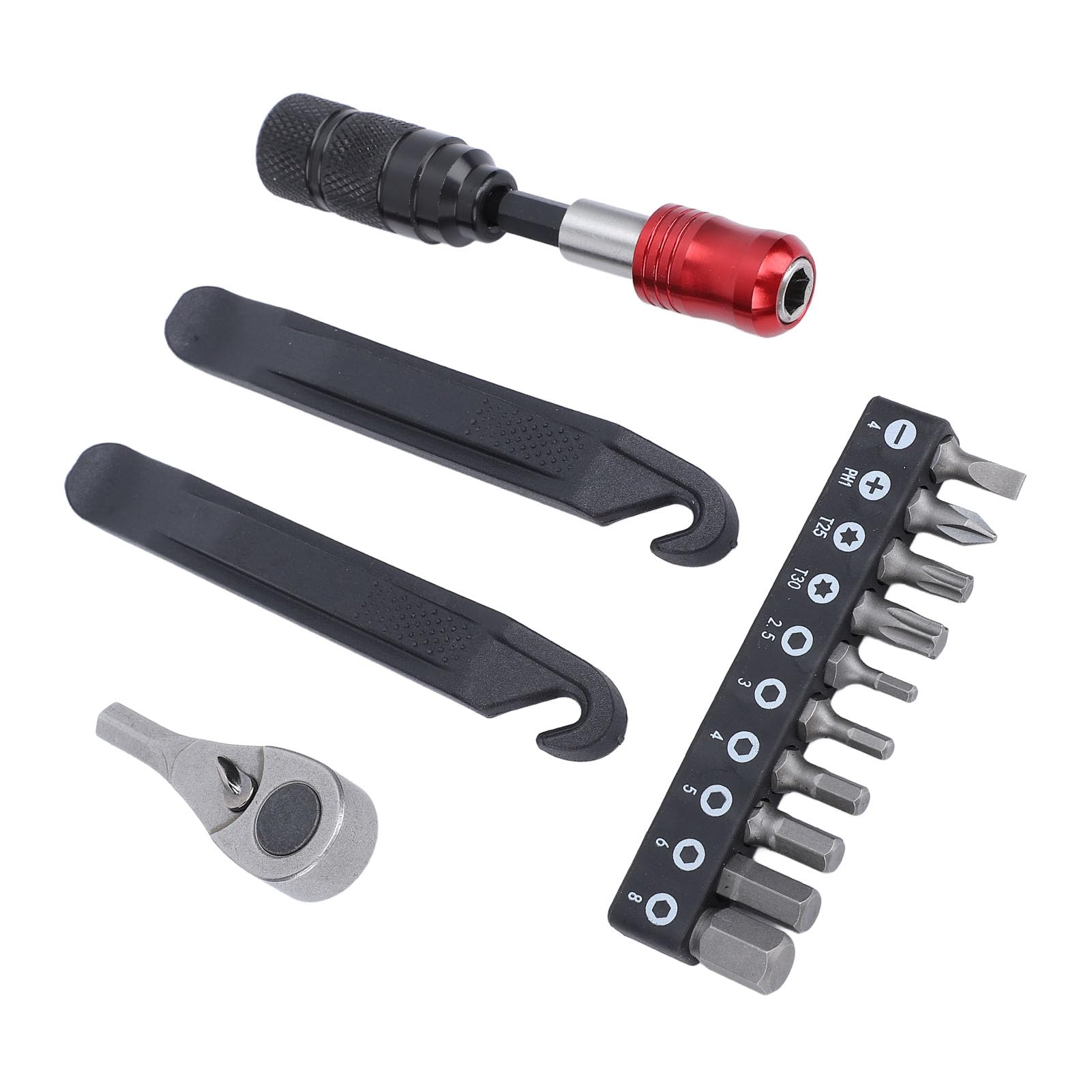 Xolsurg Cycling Ratchet Wrench Set Multitool Tire Levers Portable Maintenance Kit with Screwdriver Bits