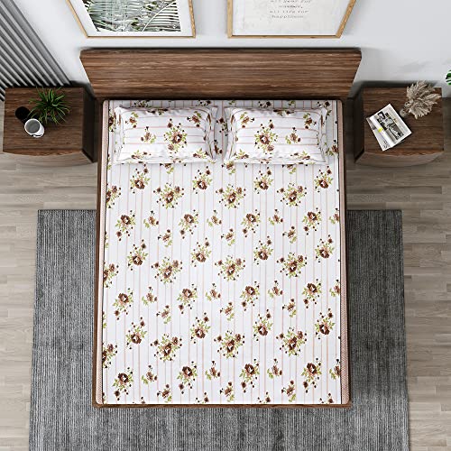 Image of Mafatlal 186 Tc Grandiose Pure Cotton King Size Bedsheet | 108 X 108 Inches | Refreshing Summer Chadar for Breathable Sleeping Comfort | Bedding Set with 2 Pillow Covers | Bright White
