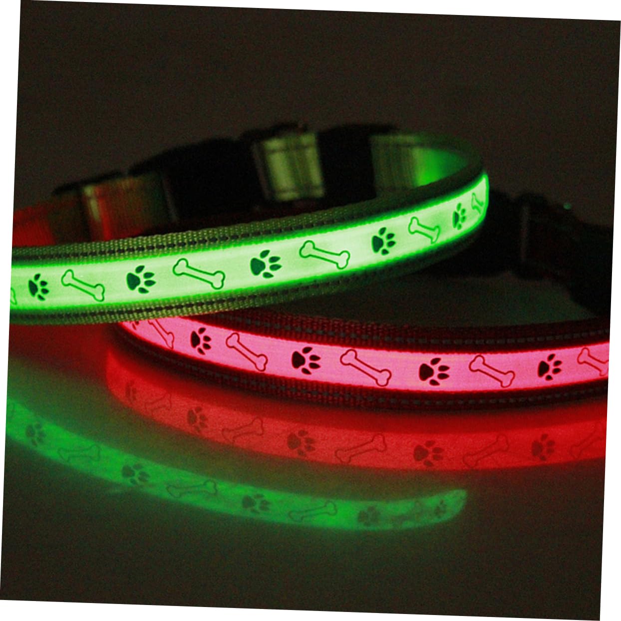 Housoutil 3piezas Collar Led Recargable para Perros y Visible La Oscuridad para Paseos Nocturnos y Seguridad Verde