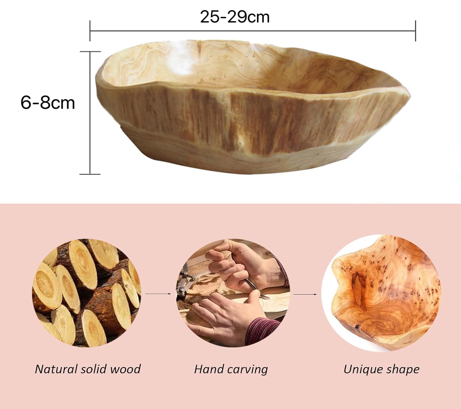 Oriental riverkit Natural Wood Fruit Bowl for Distinctive Decor Irregular Creative Wood Bowl - Image 2