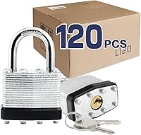 Vista 21 de LanuBe Candado laminado con llave, 1-9/16 pulgadas (40 mm), candados con llave iguales, grillete normal, aro de plástico azul marcado, paquete de 2