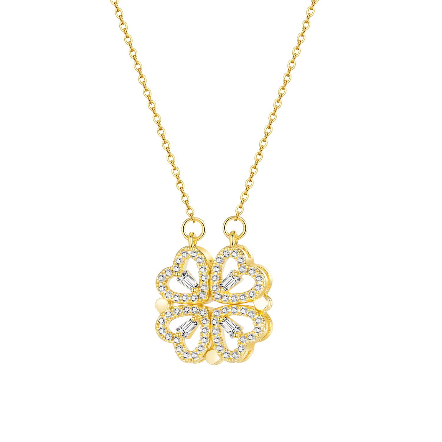Asma Jewel House multi-wear inlaid zircon magnet small love four-leaf clover copper pendant clavicle chain necklace for Women (Silver) (B0BY78M7W4) Amazon Price History, Amazon Price Tracker