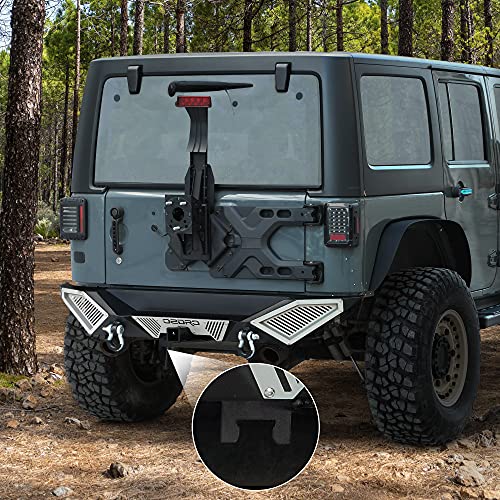 Image of OEDRO Rear Bumper Combo Compatible with 2007-2018 Jeep Wrangler JK & Unlimited JKU (2 /4 Doors), Off Road Full Width with Hitch Receiver & D-Rings & Paintable Armor