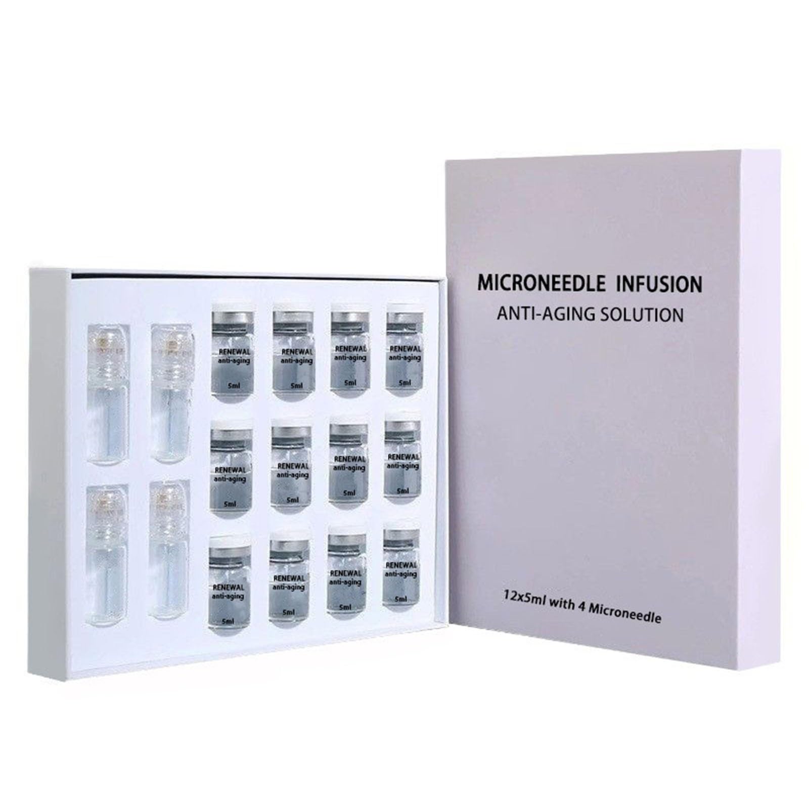 Sistema Viso Micro Infusion, Set Di Siero per Microaghi All'acido Ialuronico, Kit per Microaghi Con Siero per Una Pelle Luminosa, Riduce Le Rughe, Ringiovanisce La Pelle, Migliora L'elasticità(4+12)