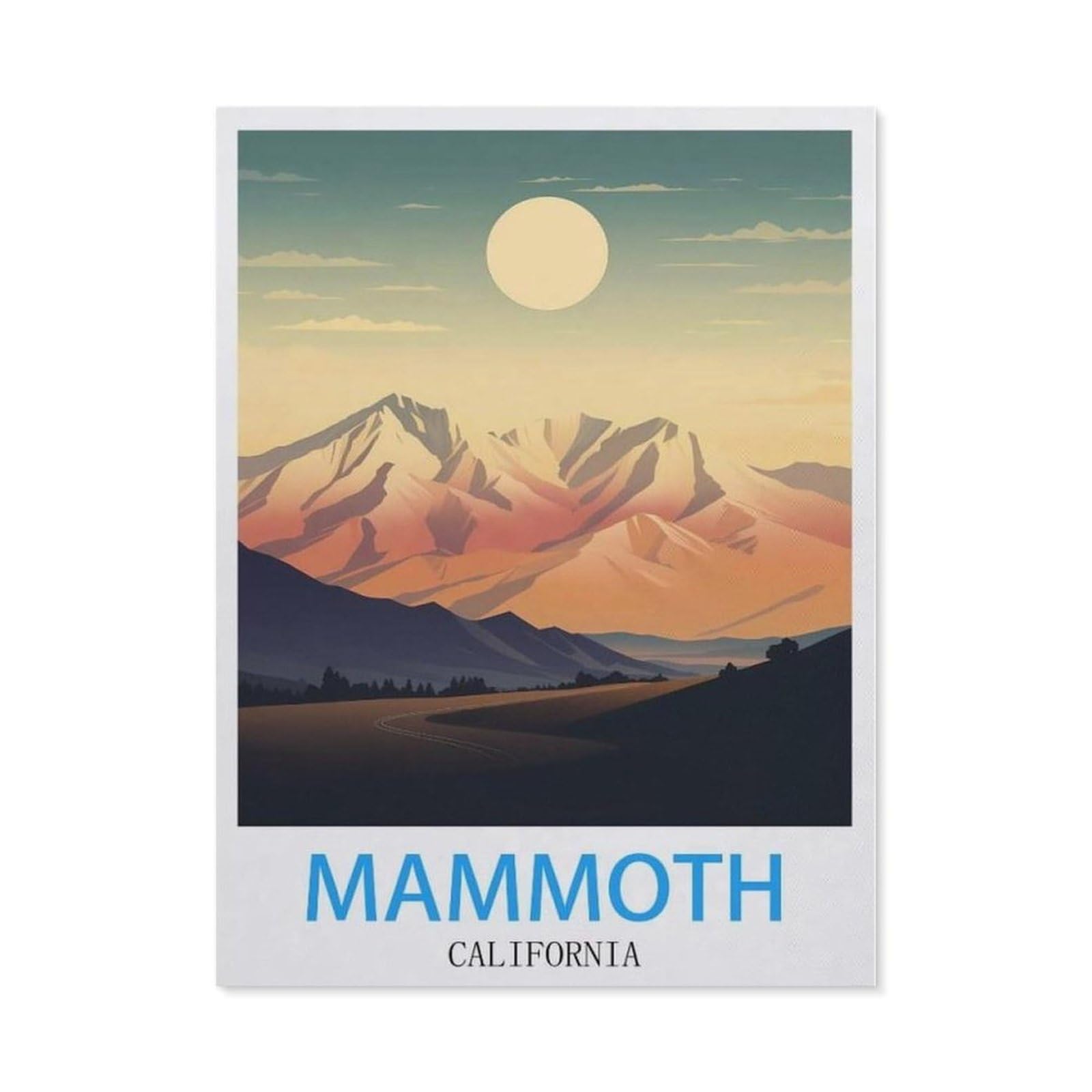 Beayodkp （40 X 50 Cm/15.74 X 19.68 Inches） Diamond Painting Kits For Adults And Kids，Mammoth California Vintage Travel Posters，Full Drill Round Rhinestone Paint With Diamonds-Cc60