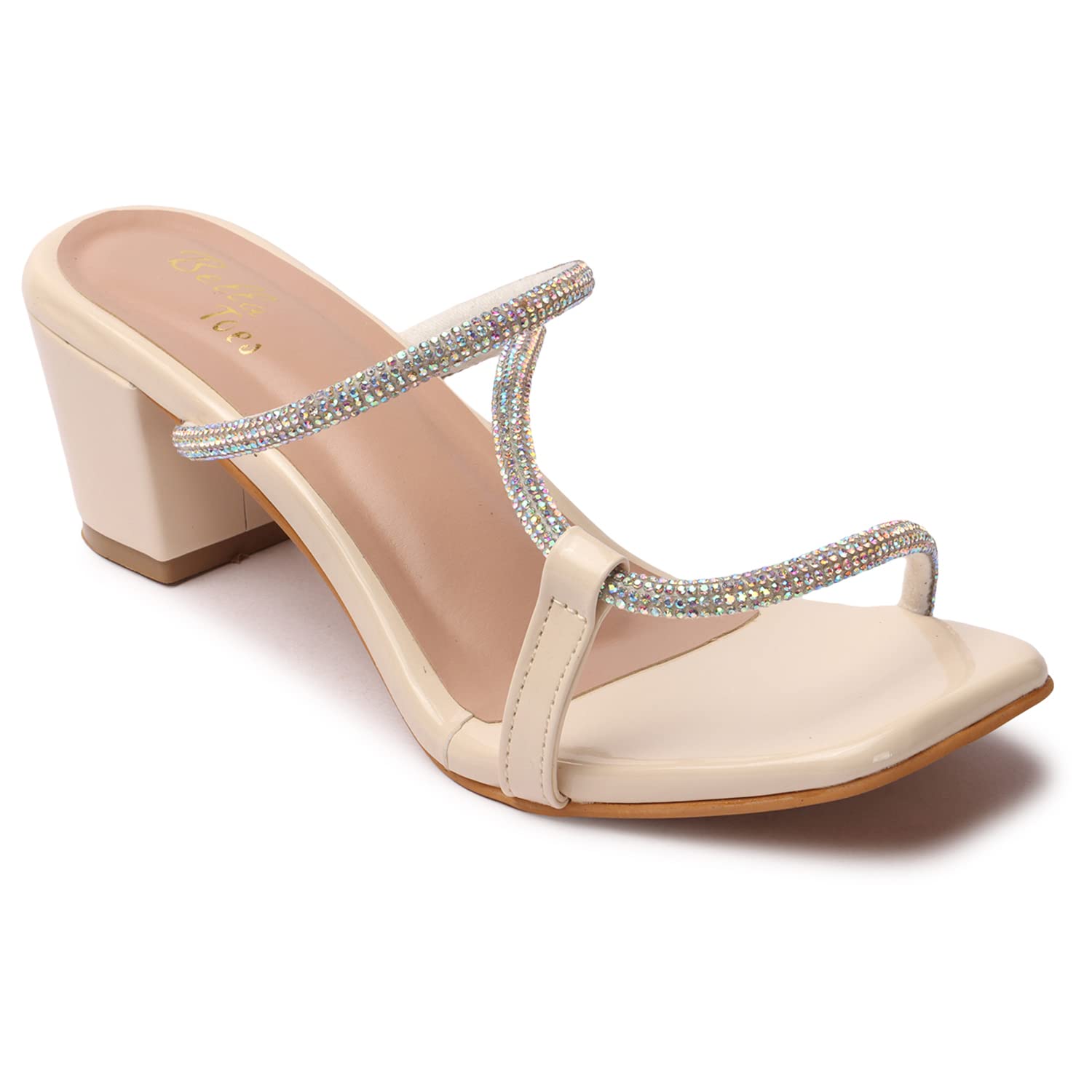 Bella Toes Womens Casual Stylish Party/Wedding daily, Wear Block Heel Sandals for Girls/Ladies/Woman - Cream (B0BSQF3DKP) Amazon Price History, Amazon Price Tracker