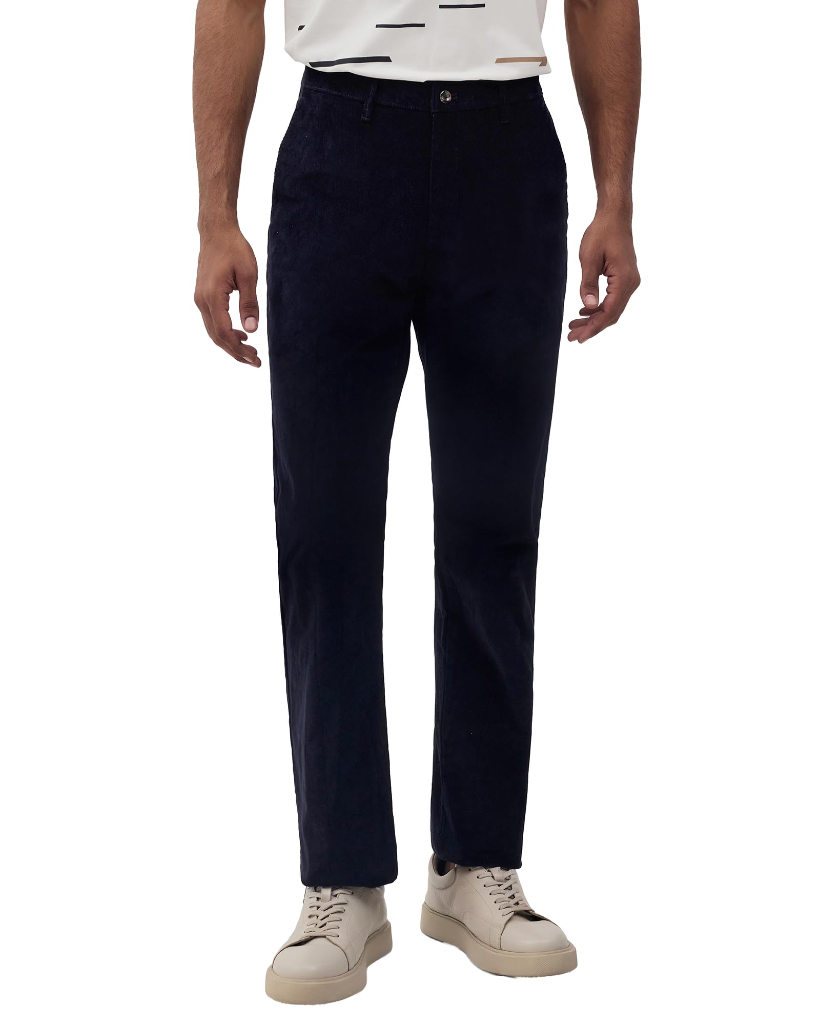 Men Corduroy Texture Slim Fit Casual Trouser | Cotton Blend | Stretchable & Slant Pockets-image-8
