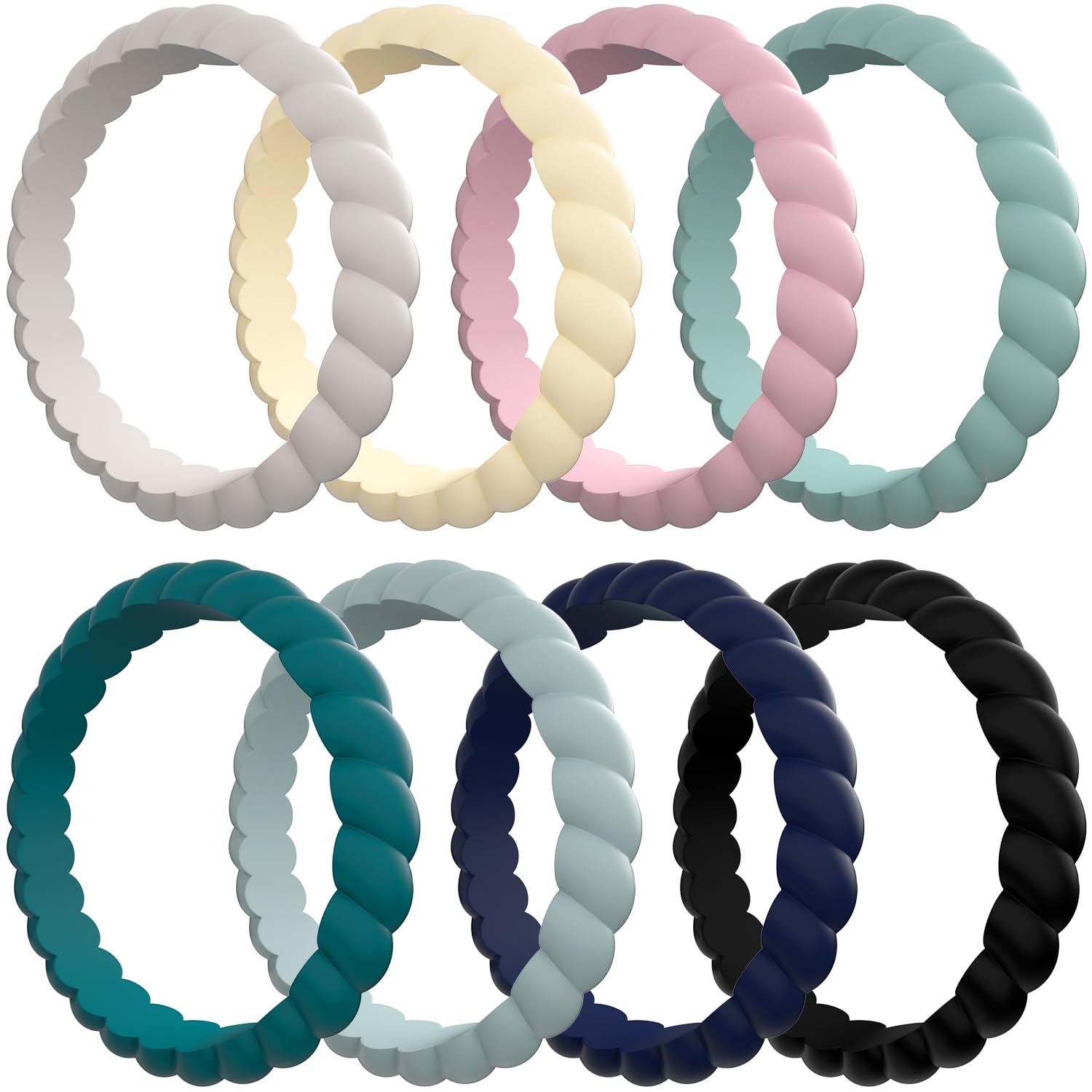 Egnaro Women's Silicone Anniversary Wedding Ring 2.5mm Wide 1.8mm Thick