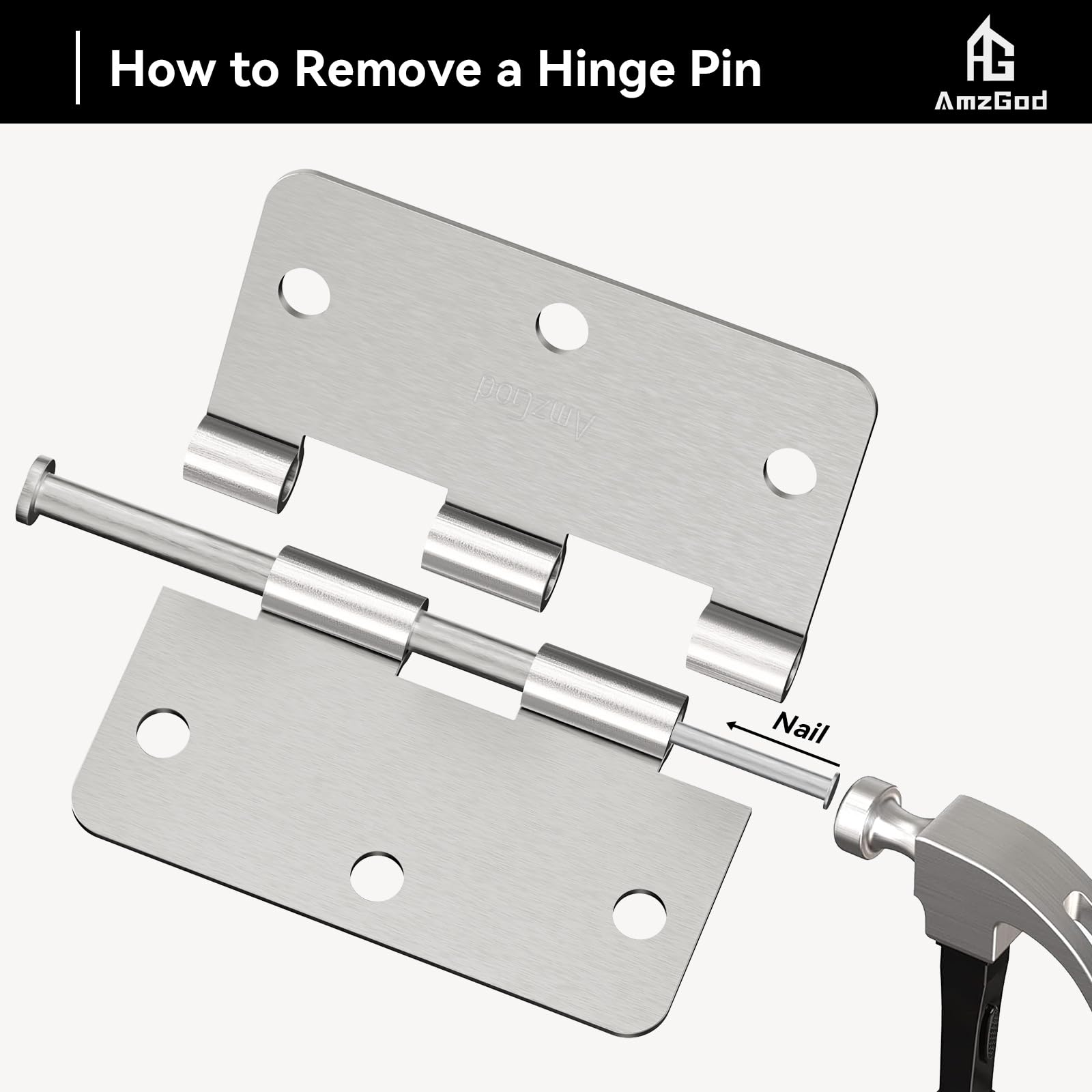 Paquete de 18 bisagras de puerta de níquel satinado de 3.5 pulgadas, 1/4 pulgadas