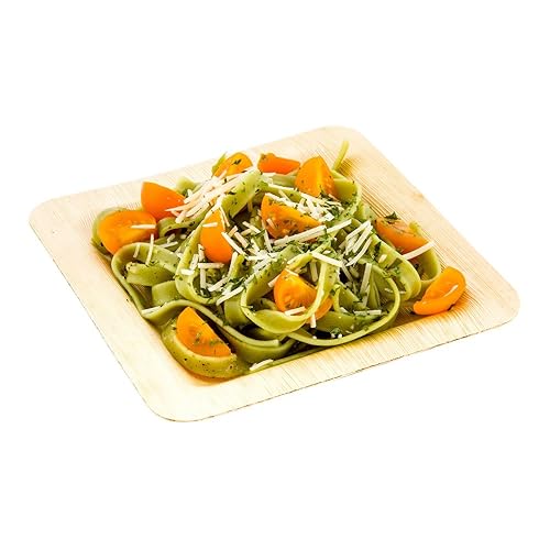 Miniatura 5 de Restaurantware Platos de hoja de bambú de 9.75 x 9.75 pulgadas, 50 platos cuadrados desechables de bambú, compostables, resistentes, platos llanos