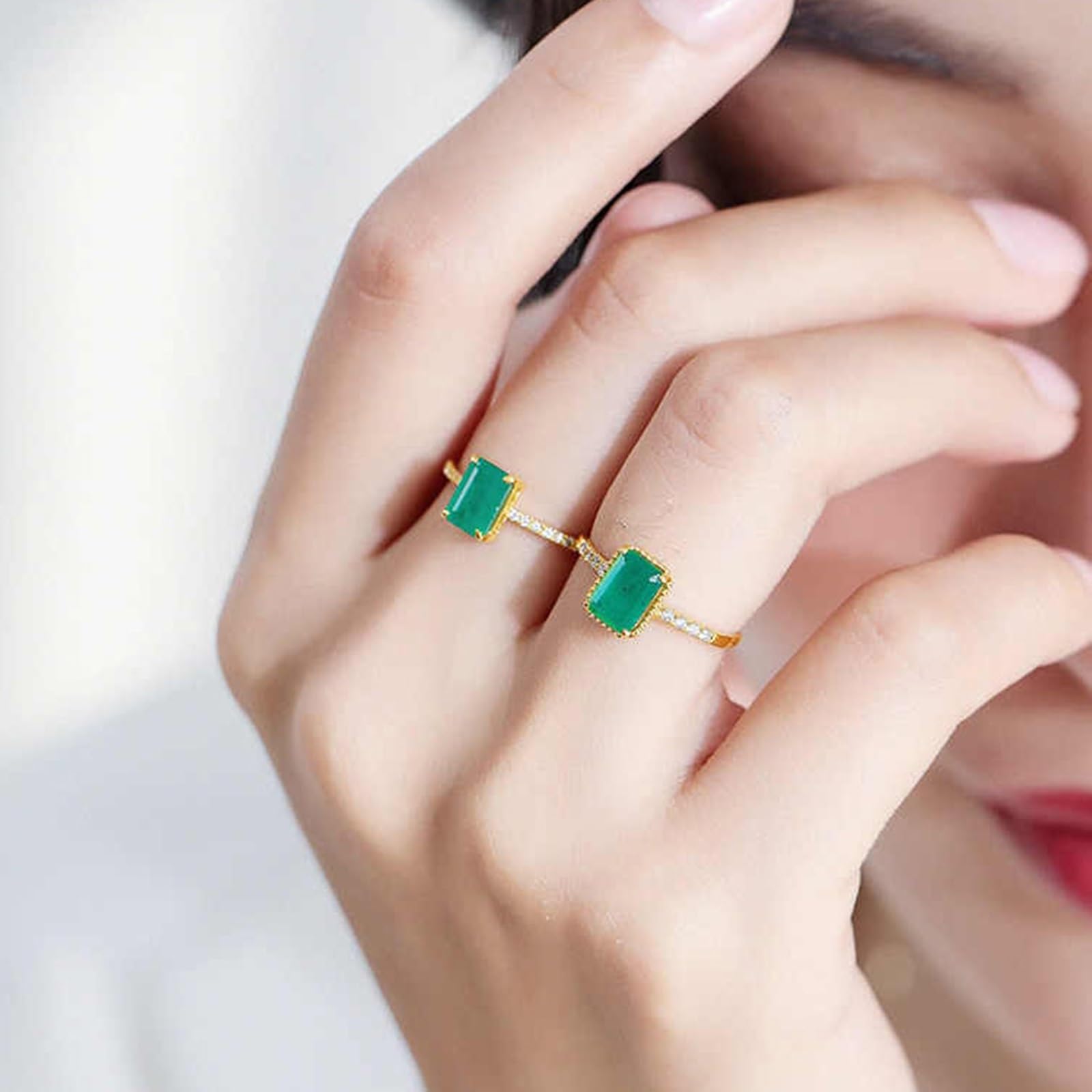 Anillo de compromiso para mujer, oro auténtico, anillo de compromiso, solitario de 1 ct, diamante cultivado en laboratorio