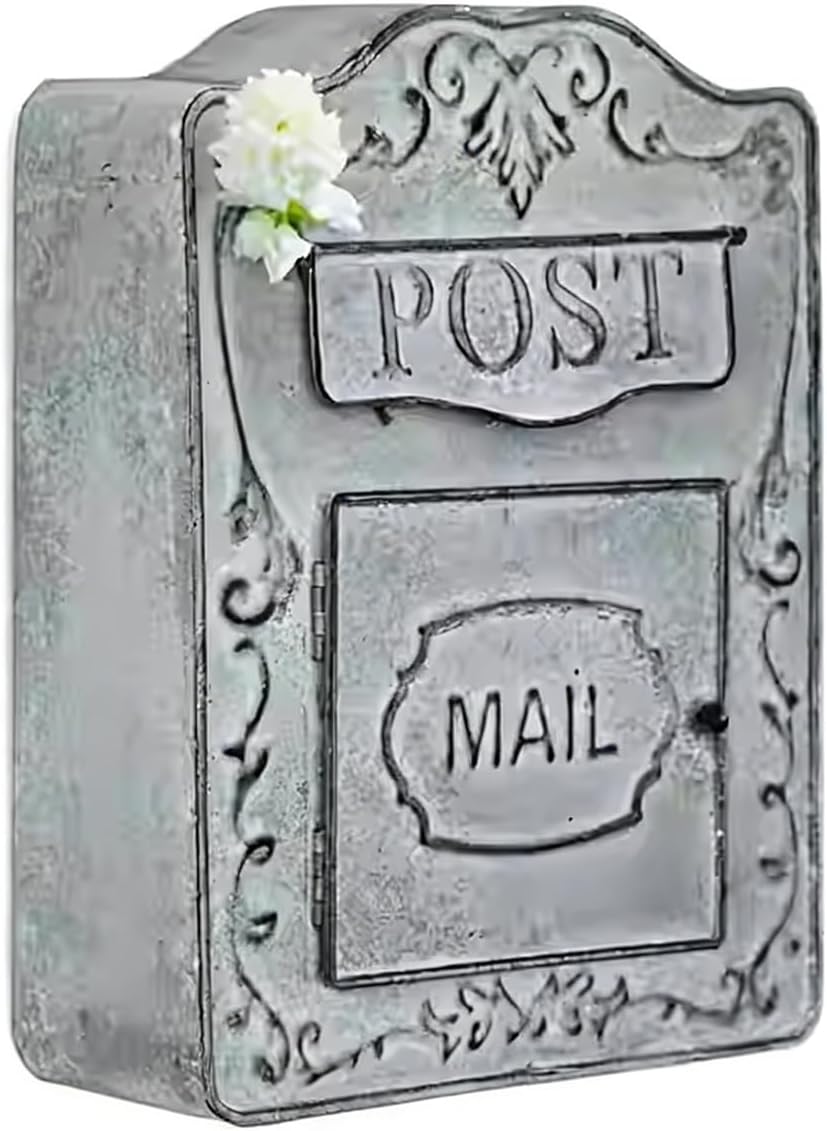 Wall Mount Mailbox for Outside, Large Metal Mail Box, Waterproof and Rust Resistant, Safe Key Drop Box for Letters and Newspapers(Gray)