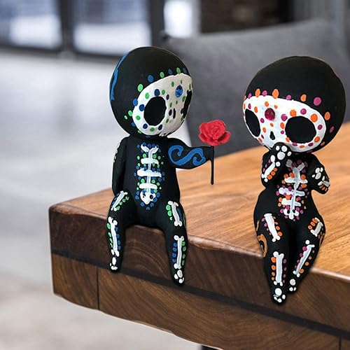 Miniatura 6 de Decoración del día de San Valentín, figura de calavera de azúcar, estatua para parejas, lindo esqueleto mexicano de Halloween, día de los muertos