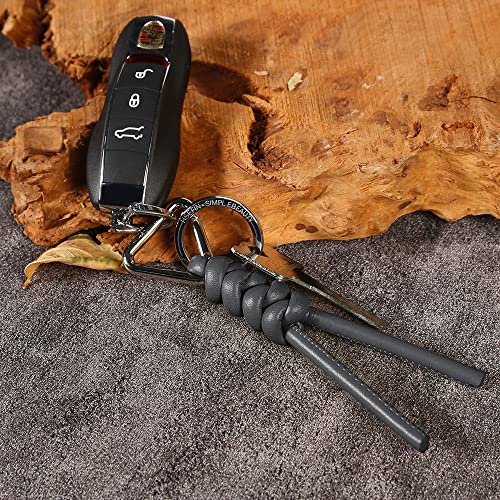 Image of Leather Key Chain Car Universal Unisex Key Chain with Removable Triangle Open Key Ring
