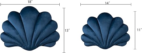 Miniatura 6 de Ashler - Almohadas 3D con forma de concha, cojín de terciopelo suave incluido para sofá, cama, sala de estar, paquete de 1, azul marino, 18 x 13