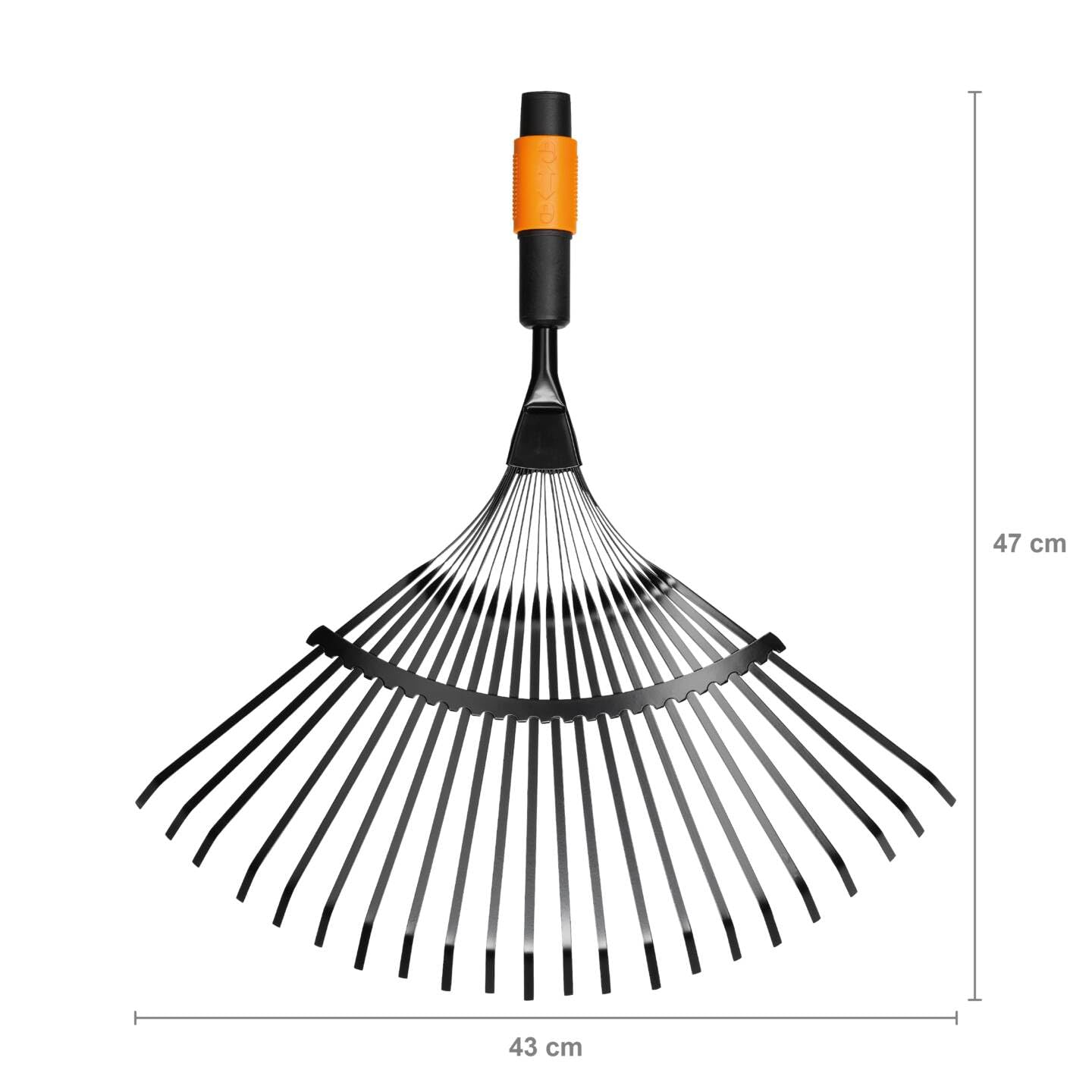 Fiskars Yelpaze süpürge, alet başlığı, 20 dişli, genişlik: 56 cm, çelik dişler, siyah/turuncu, QuikFit, 1000644