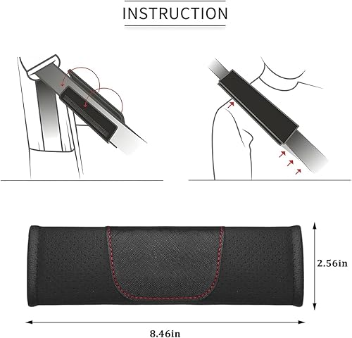 Miniatura 2 de 2PCS Car Seat Belt Cover, Soft Leather Vehicle Seatbelt Strap Shoulder Cushion Pad, Comfortable Automotive Interior Seat Belt Harness Mat, Universal