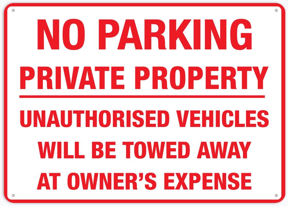 No Parking Private Property Aluminum Metal Sign 12"x8" Pre-Drilled Holes For Easy Mounting Indoor/Outdoor Use - Fence/Door/Gate