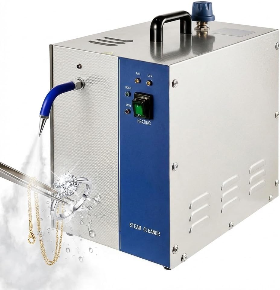 Professional Jewelry Steam Cleaner Machine 4L, High Pressure Stainless Steel Washer for Gold, Silver & Diamonds, Commercial Electric Cleaning Equipment(2L)