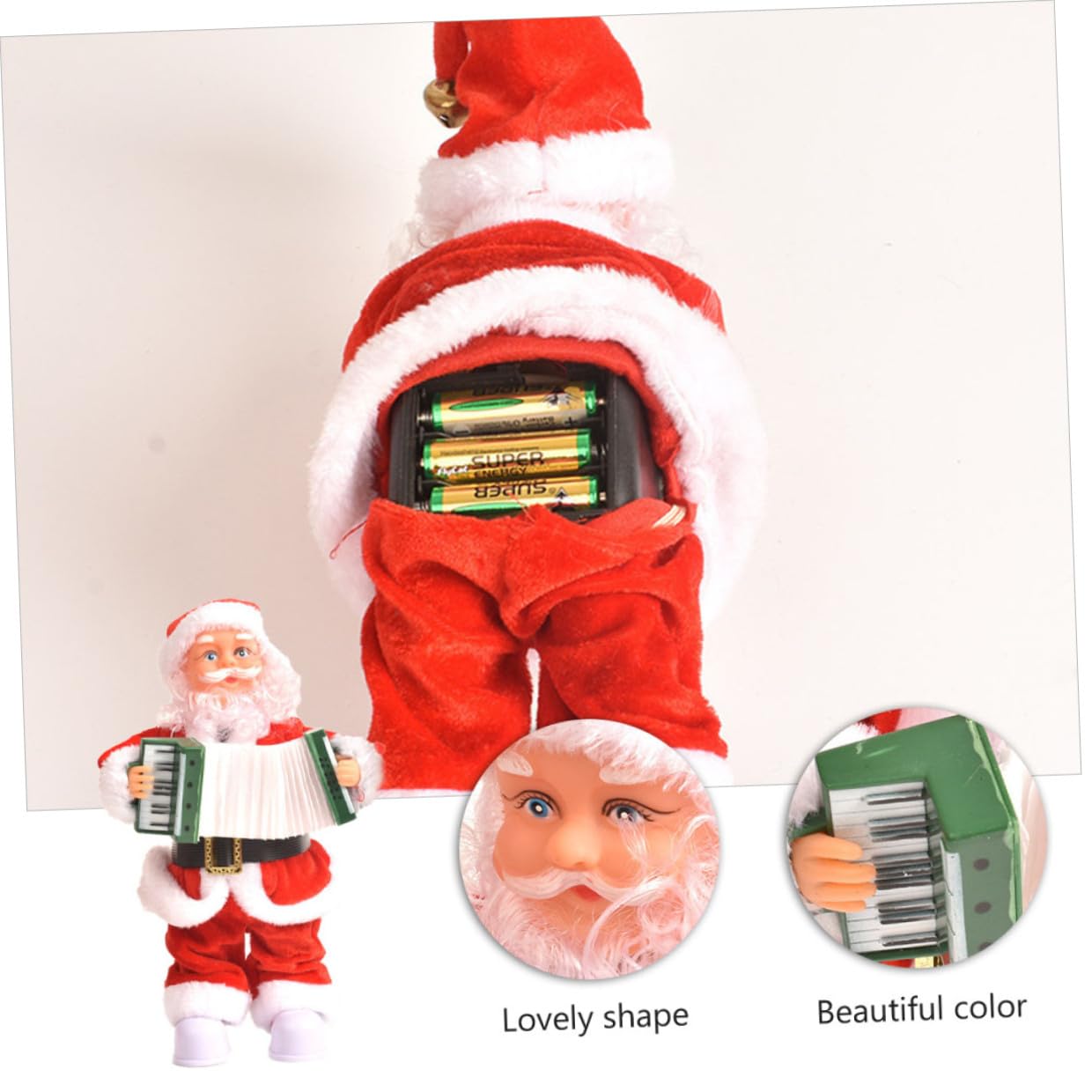 Jouet Décoration de Noël Père Noël Électrique Musique Automatique en Plastique et Tissu Rouge, pour Garçon et Filles et Ambiance Festive Bureau