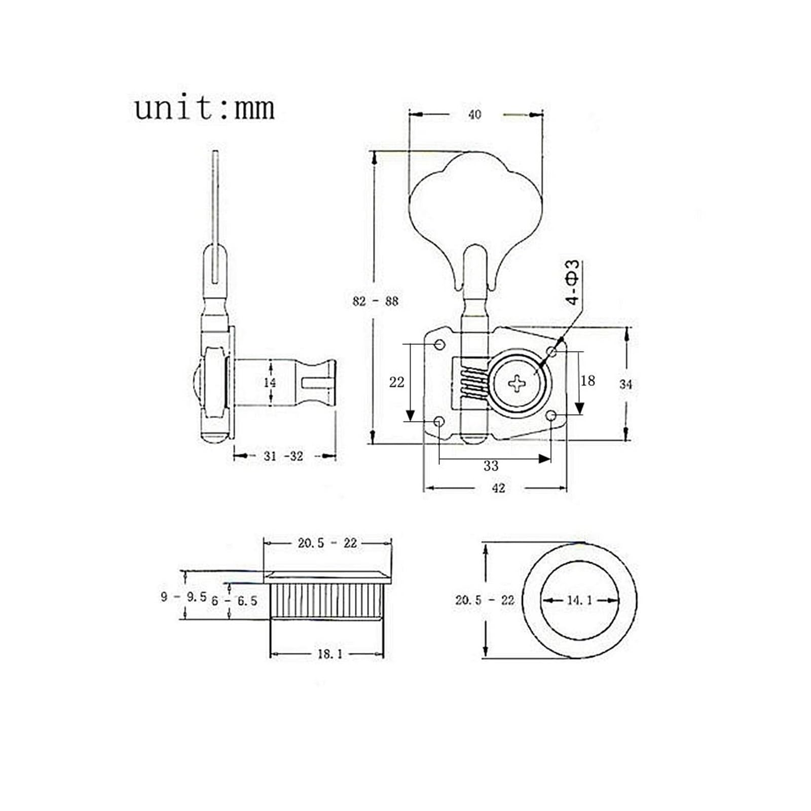 Clavijas De Afinación De Guitarra Perilla De Afinación De Cuatro Cuerdas Para Guitarra Principiante Bajo Abierto 4L/4R Accesorios De Instrumentos Coloridos(2L2R Red Copper)