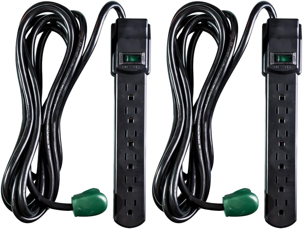 GoGreen Power Inc. (G-16106MSBK-2) 6-Outlet Surge Protector, 6-Foot Cord, Black, 2-Pack-image-48