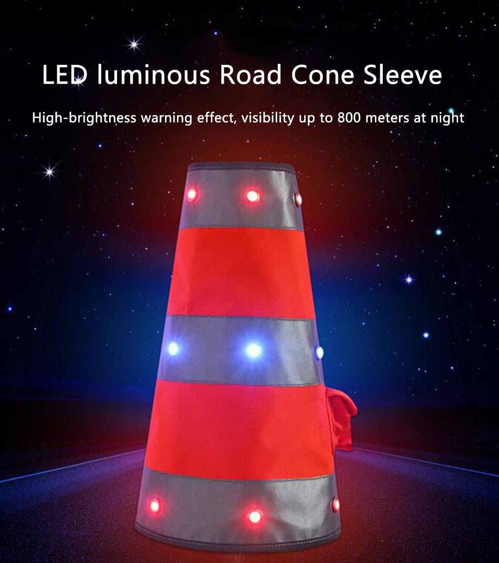 Cubierta de cono de carretera luminosa LED solar - Funda de tráfico reflectante de alta visibilidad for uso en exteriores - 1 pieza(Big)