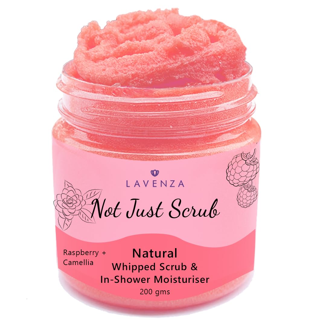 Lavenza Butter Whipped Body Scrub |Natural AHA, NO SILICONES & SULPHATES, Freshly made with Cold pressed Oils & Shea Butter| De-Tans naturally, Deeply Moisturizes, Gently Exfoliates with Camelia Oil | No harsh Chemicals, Safe for Kids, Men & Women, 200 Gm-image-44