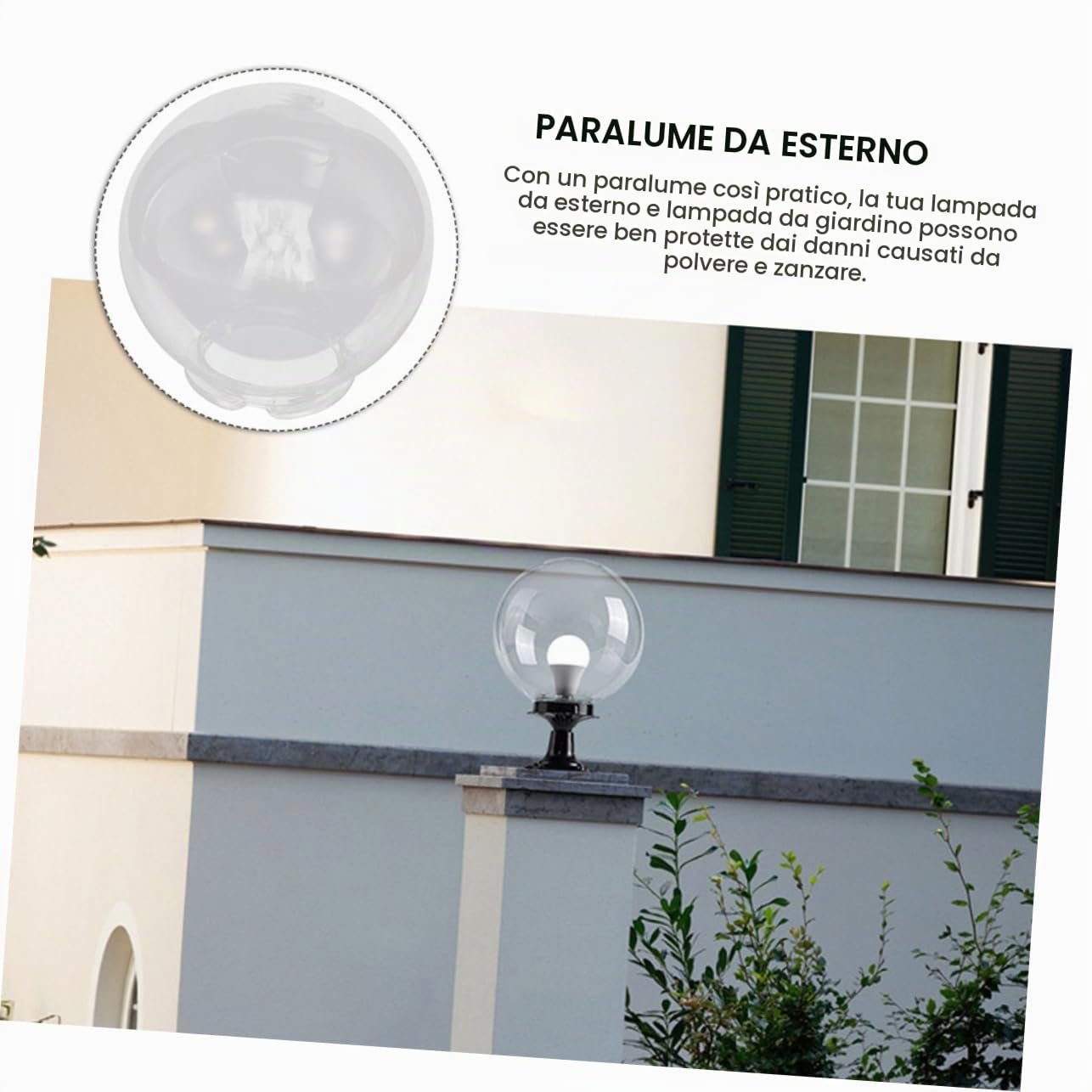 Uonlytech Lampadario Monti Lampada Lampada Di Plastica Per Le Luci Ciondolo Globo Lampadina Sfera Sostituzione Strada Protezione Cm Montaggio Chiaro Post Paralume Ombra Giardino Copertura