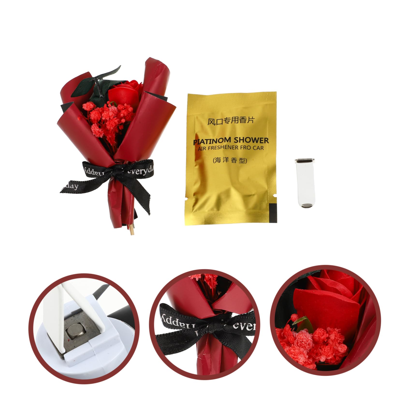 SOLUSTRE 4pezzi Clip Decorativa Per Aria Con Fiori Secchi Diffusore Per Auto Facile Da Installare Design Elegante Per Interni Auto e Casa Ottimo Per Occasioni Speciali