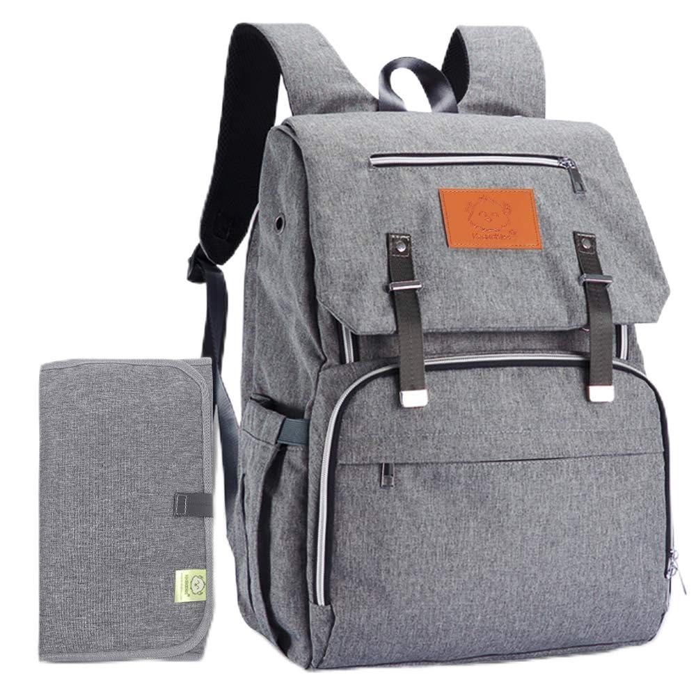 KeaBabies Zaino per pannolini per mamma e papà - Borse per bambini grandi da viaggio - Borsa per pannolini impermeabile premaman multifunzionale (Classic Gray)