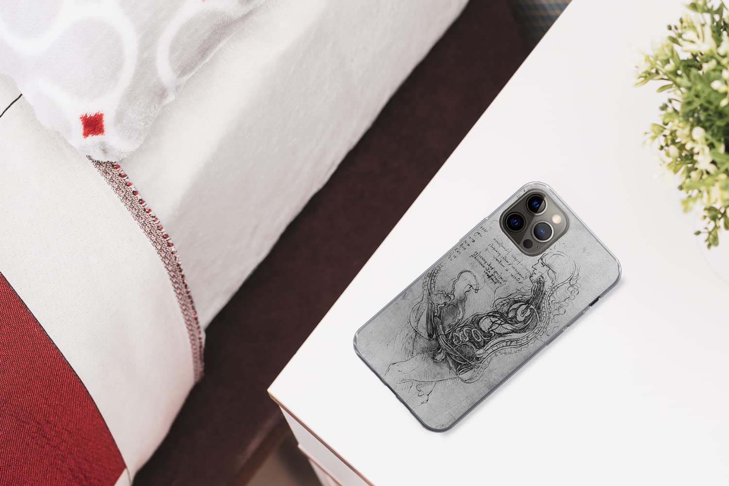 MuchoWow Funda para iPhone 13 Pro - La reproducción Humana - Leonardo da Vinci - Funda de Silicona/Funda Blanda para teléfono móvil