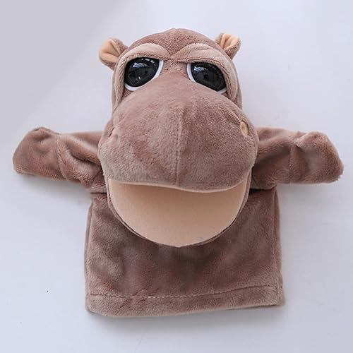 Miniatura 5 de Marionetas de mano hipopótamo de peluche, juguetes de animales para imaginativo, juego de simulación, narración de cuentos, boca abierta, marioneta