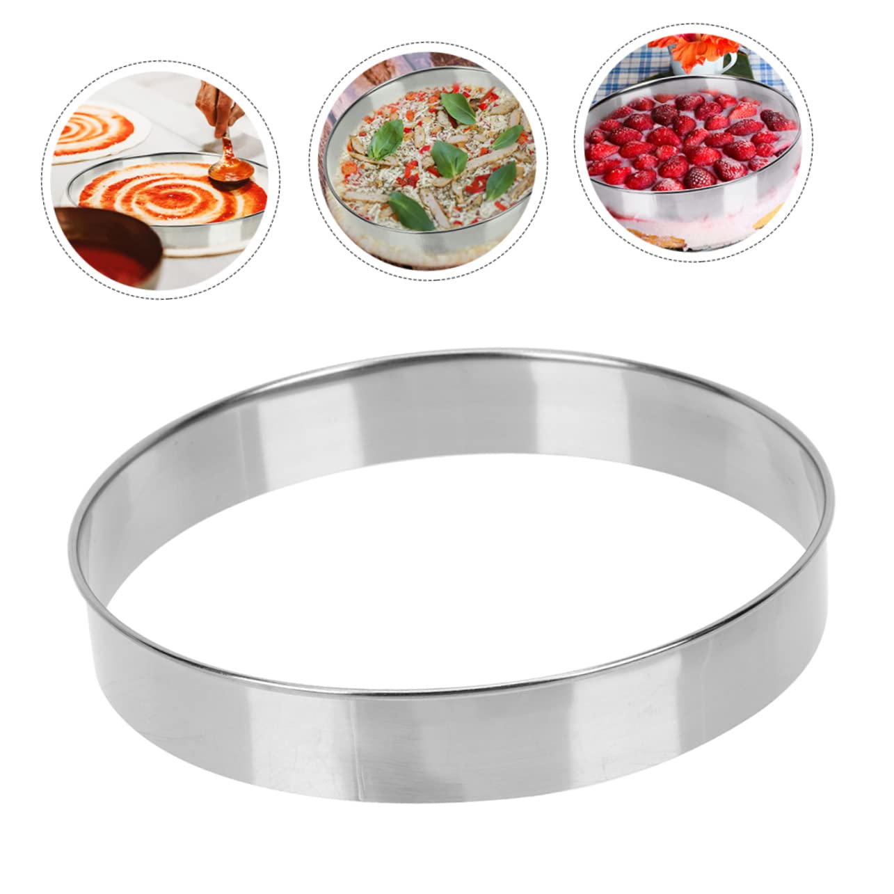MAGICLULU 4stücke Haushalt Pizza Aus Edelstahl Mehrzweck Kuchenring Für Pizza Backzubehör Zur Vermeidung Von Überlaufen Beim Backen Robustes Und Langlebiges Material Für Einfache