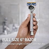 Vista 4 de Maquinilla de afeitar con mango de bola flexible, maquinilla de afeitar de mango largo cromado con tecnología Flex Pivot y agarre moleteado